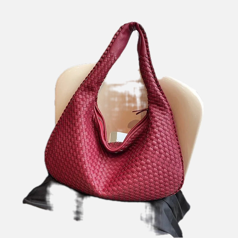 Woven Shoulder Bag with Luxe Braided Design – Textured Handbag