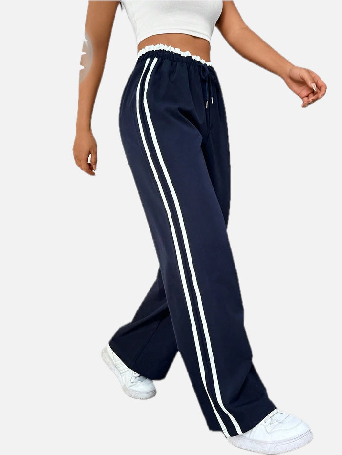 Striped Track Trousers with Comfort Waistband – Sporty Straight Leg Joggers