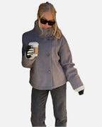 Women's Elegant Jacket with Stand Collar – Structured Short Coat