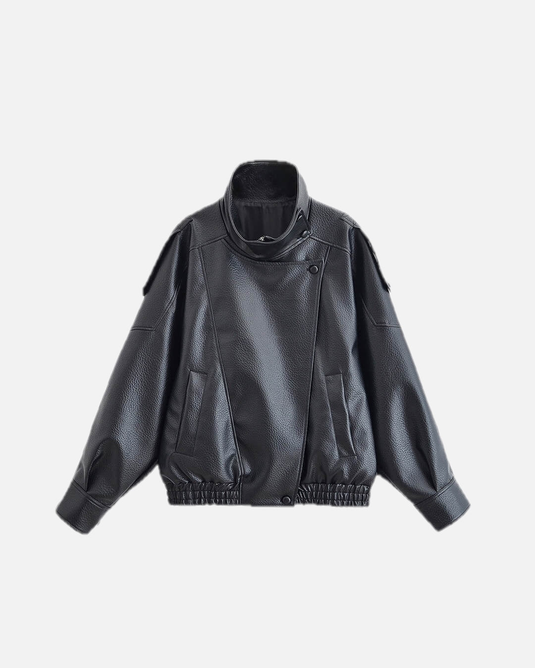 Women's Asymmetric Zip Leather Look Jacket – Modern Biker Jacket