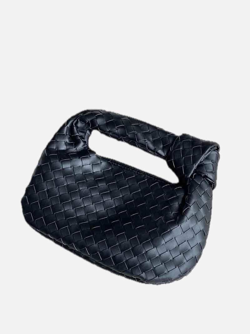 Woven Mini Bag with Silver Hardware – Compact Evening Handbag