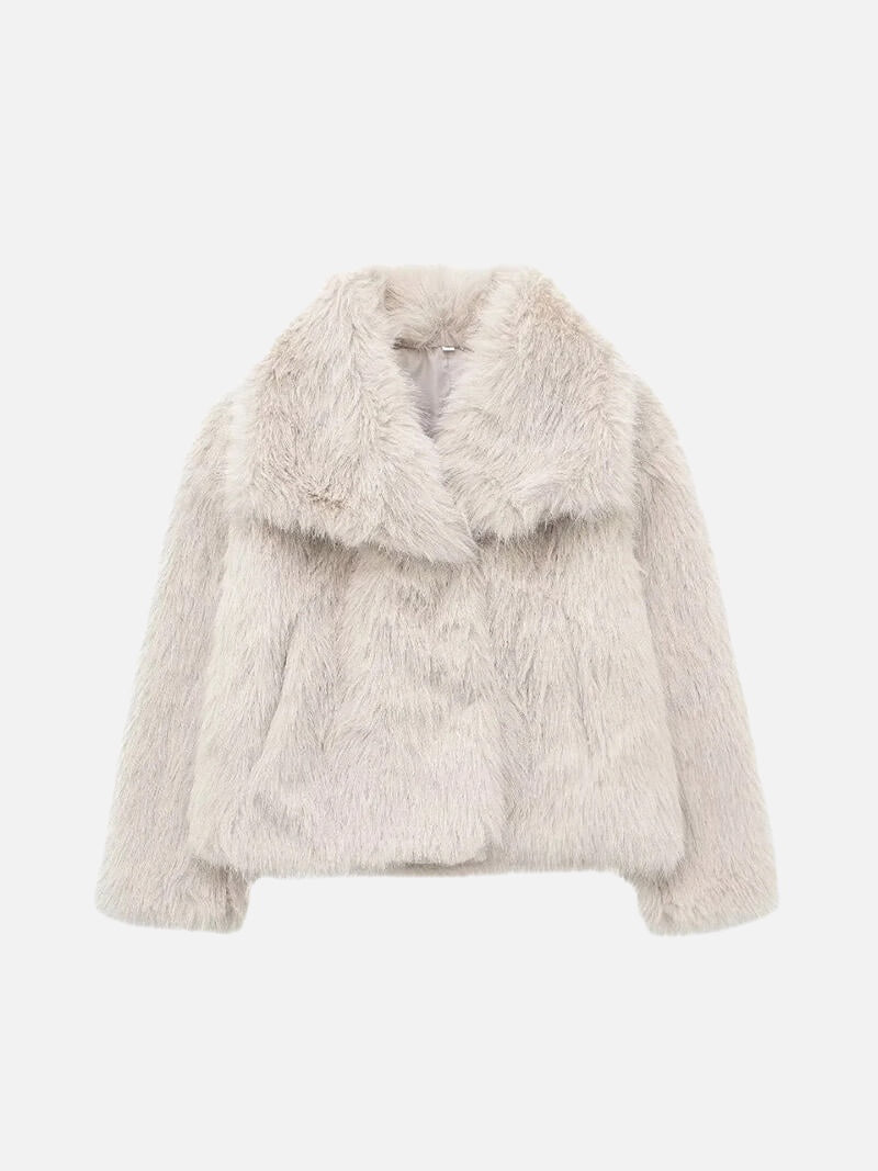 Old Money Faux Fur Coat – Elegant Mid-Length Coat in 5 Colours