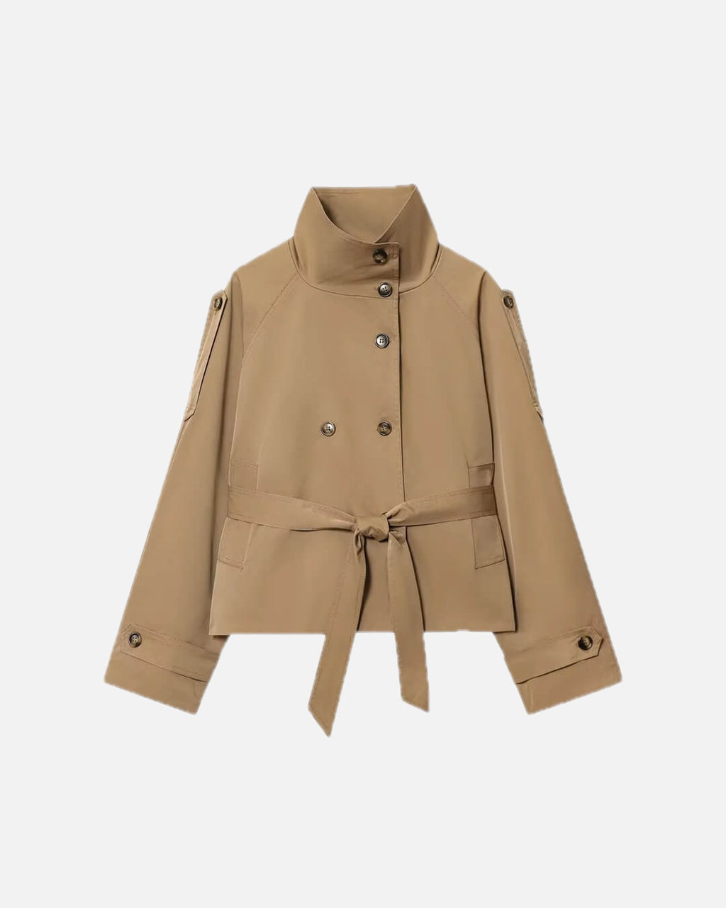 Cropped Trench Coat – Short Belted Trench Jacket