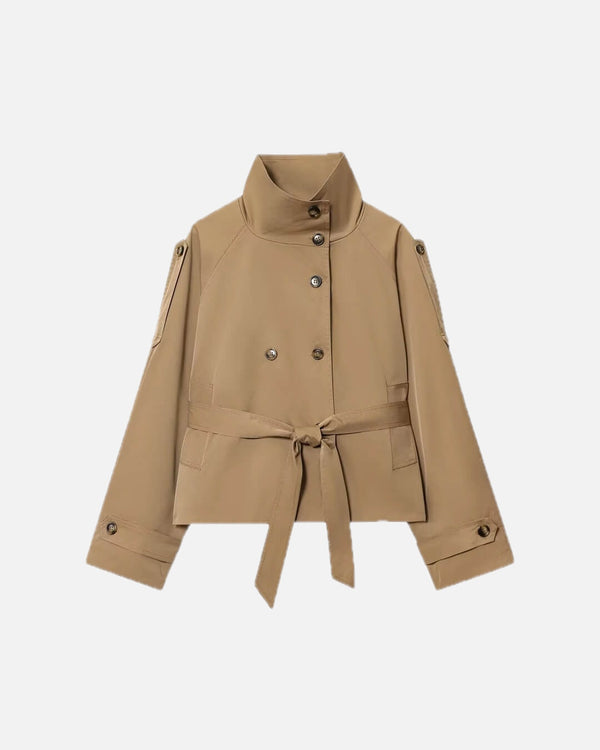 Cropped Trench Coat – Short Belted Trench Jacket