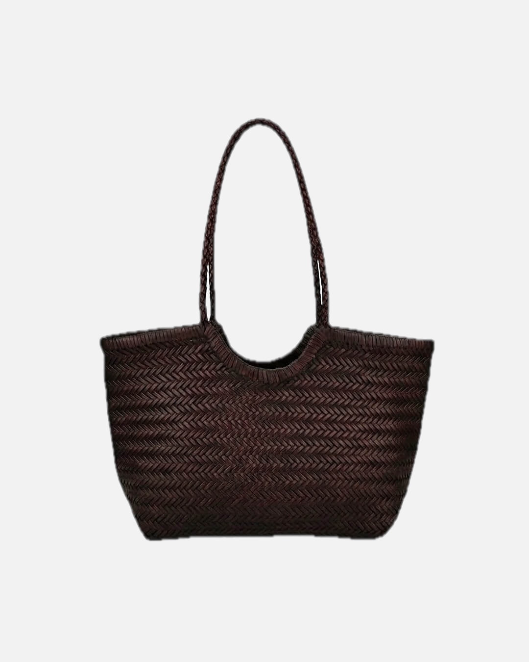 Braided Faux Leather Tote – Handwoven Vegan Handbag