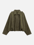Suede Look Bomber Jacket – Relaxed Oversized Zip Jacket