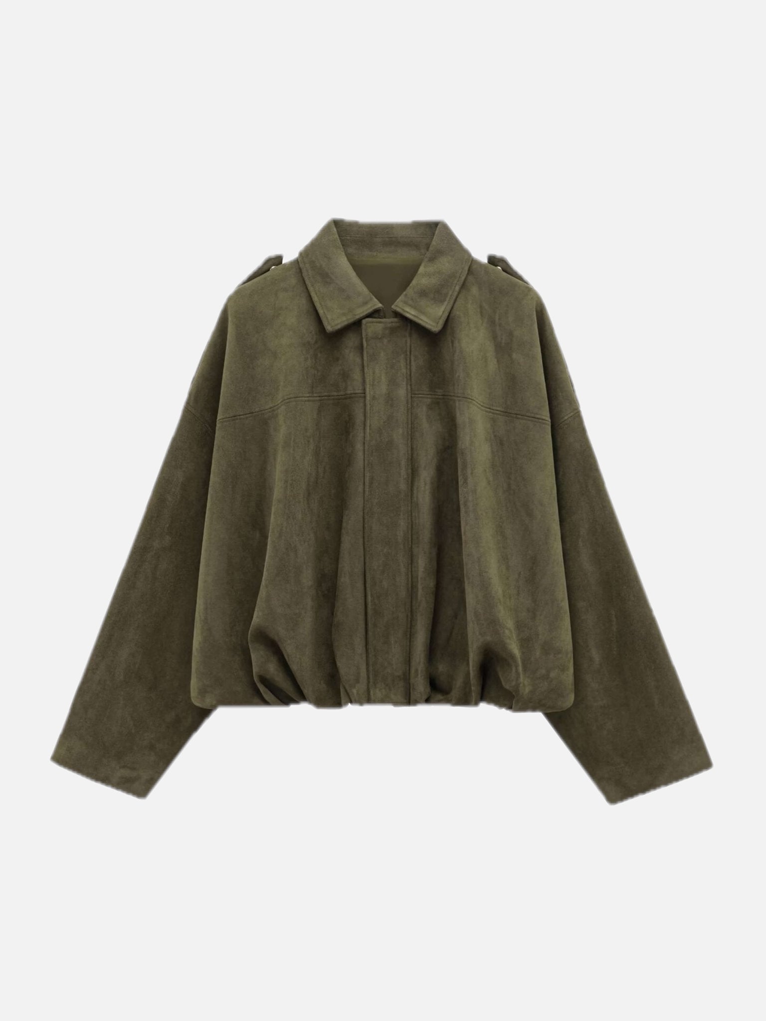 Suede Look Bomber Jacket – Relaxed Oversized Zip Jacket