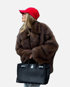 Gradient Faux Fur Coat – Relaxed Plush Winter Coat