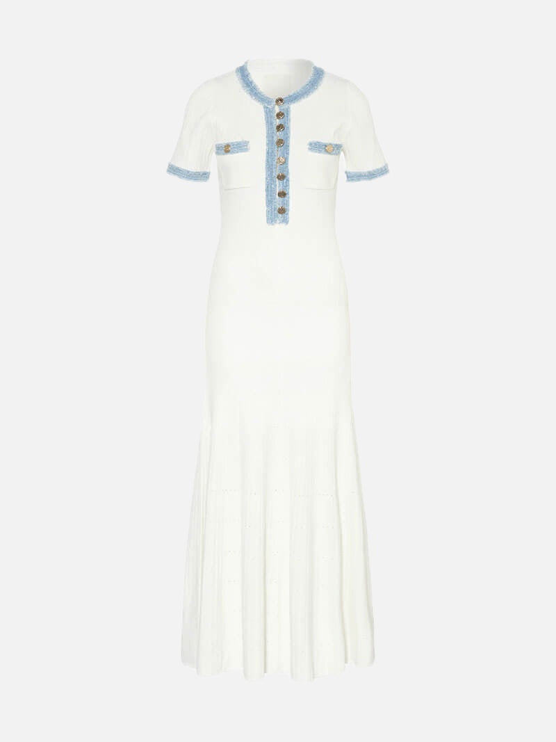Textured Knit Maxi Dress – Boho Crochet Detail Dress