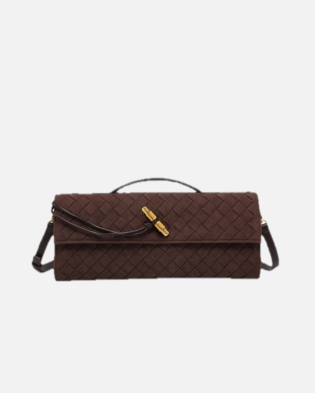 Plush Suede Look Bag with Gold Knot Detail
