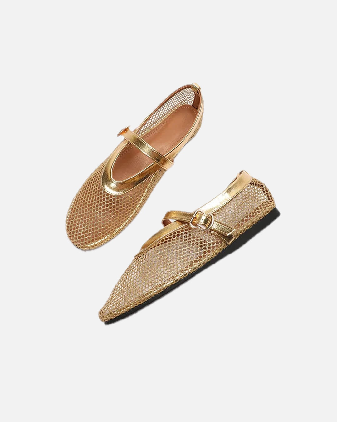 Breathable Mesh Ballet Flats with Leather Insole – Round Toe Flats