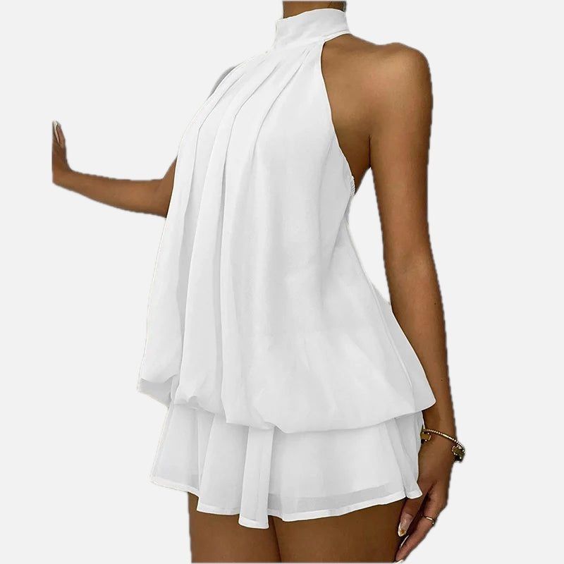 Halter Backless Mini Dress – A-Line Summer Dress in 9 Colours