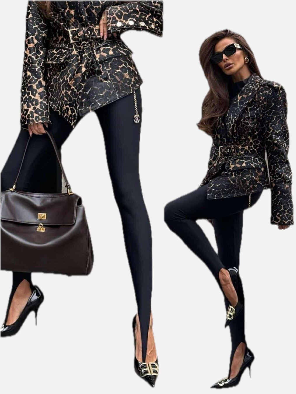 Classic High-Stretch Leggings - Black & Brown