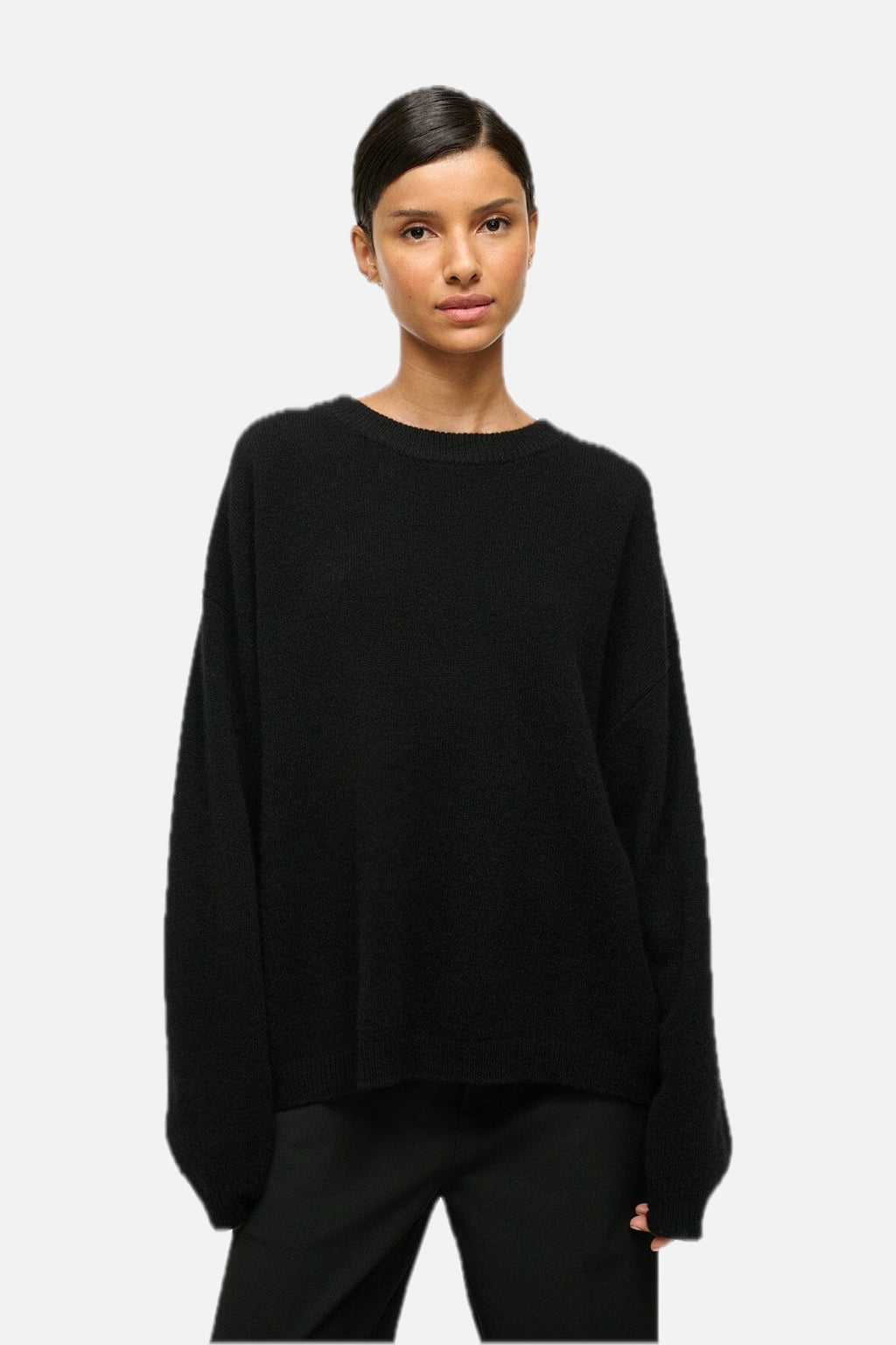 Relaxed Crew-Neck Knit Jumper - Soft Black