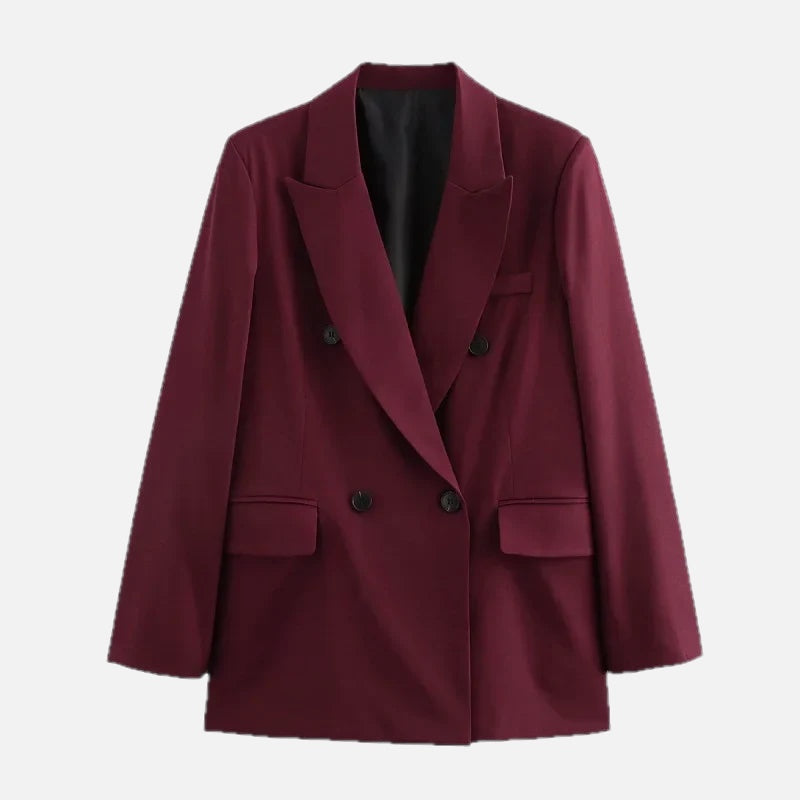 Burgundy Tailored Blazer - Single-Breasted