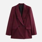 Burgundy Tailored Blazer - Single-Breasted