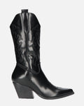 Black Western Cowboy Boots - Faux Leather Camperos