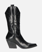 Black Western Cowboy Boots - Faux Leather Camperos
