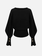 Bell Sleeve Cinched-Waist Sweatshirt