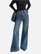 Mid-Waist Bootcut Jeans - Classic Blue Denim