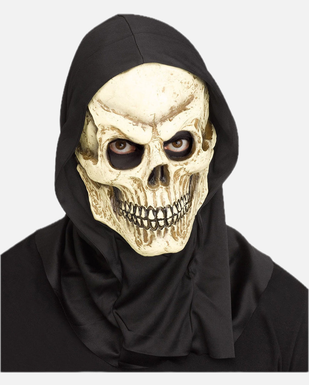 Adults' Decayed Skull Mask with Black Hood – Halloween Horror