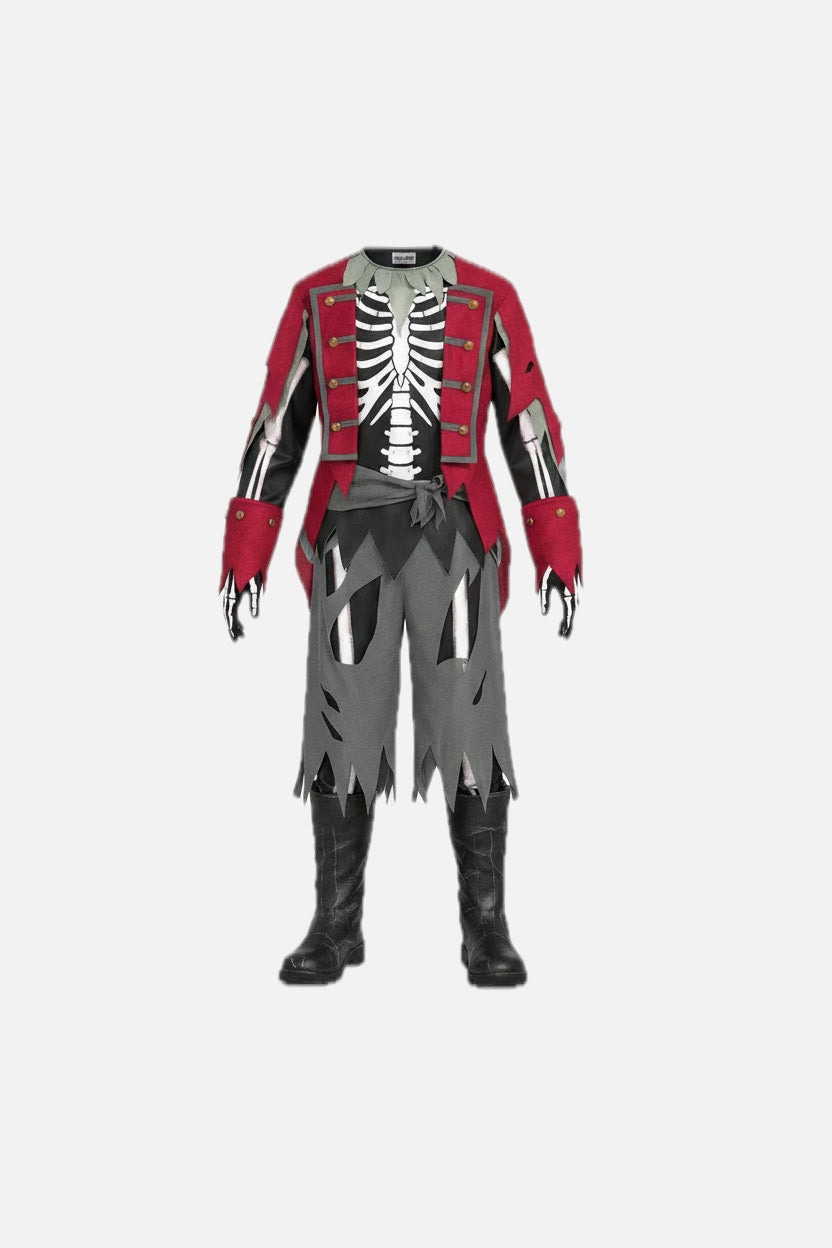 Kids' Skeleton Pirate Costume with Bone-Print Top, Vest, Trousers and Bandana