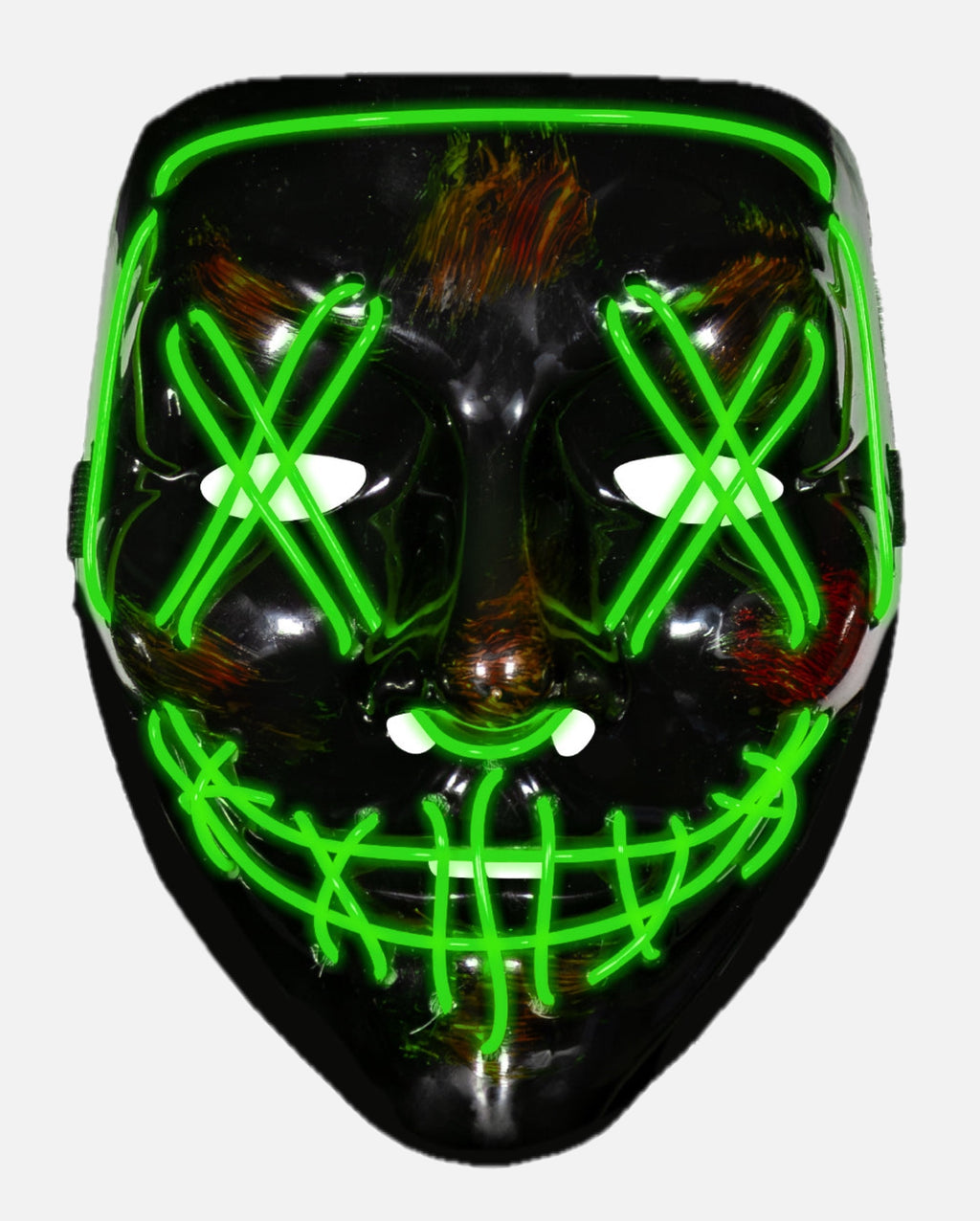 Adults' Light-Up Green LED Half-Face Mask with Splatter Print