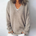 Women's Relaxed V-Neck Sweater – Soft Long-Sleeve Knit