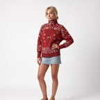 Paisley Print Zip-Up Roll Neck Cardigan – Oversized