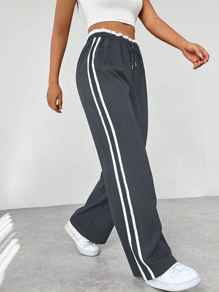 Striped Track Trousers with Comfort Waistband – Sporty Straight Leg Joggers