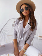 Women's Cropped Leather Look Jacket – Zip-Up Urban Jacket in 10 Colours