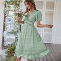 Green Bohemian V-Neck Midi Dress – Women's Boho Summer Beach & Holiday Dress | Meave & Ivy
