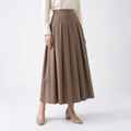 Pleated A-Line Wool-Blend Maxi Skirt – High Waist