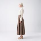 Pleated A-Line Wool-Blend Maxi Skirt – High Waist