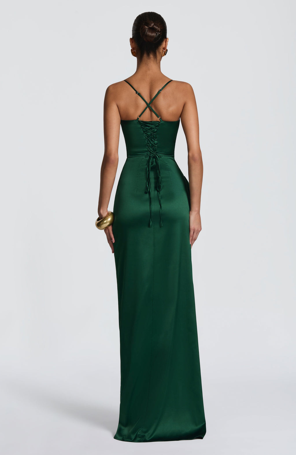 Emerald Green Backless Maxi Dress – Elegant Open Back Evening Gown | Meave & Ivy