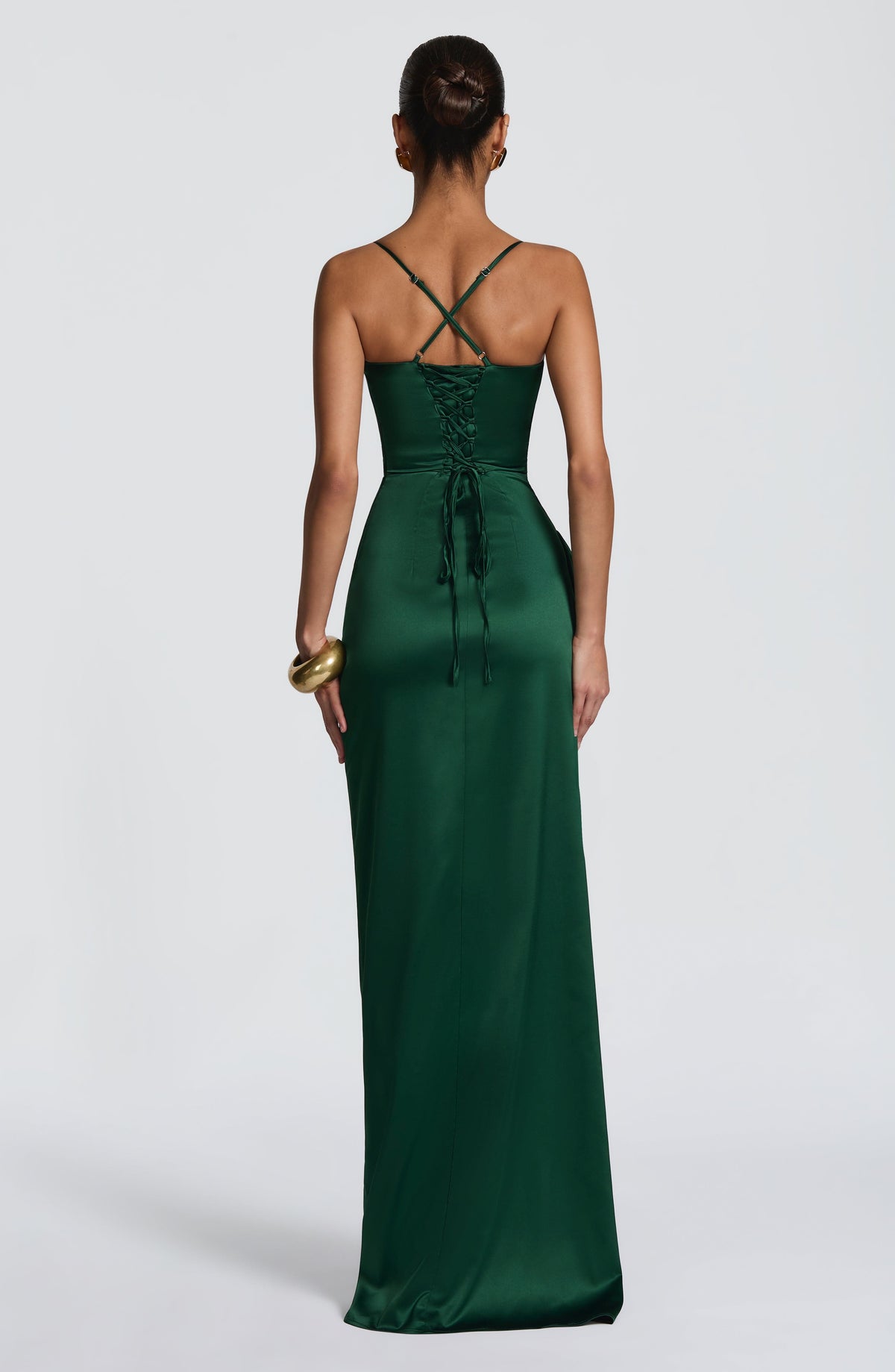 Emerald Green Backless Maxi Dress – Elegant Open Back Evening Gown | Meave & Ivy