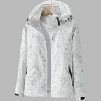 Women's Waterproof Windproof Jacket with Hood – Leaf Print Rain Jacket