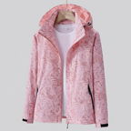 Women's Waterproof Windproof Jacket with Hood – Leaf Print Rain Jacket