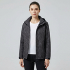 Women's Waterproof Windproof Jacket with Hood – Leaf Print Rain Jacket