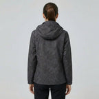 Women's Waterproof Windproof Jacket with Hood – Leaf Print Rain Jacket