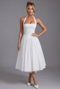 A-Line Halter Midi Dress - Elegant Occasion Wear | Meave & Ivy