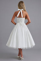 A-Line Halter Midi Dress - Elegant Occasion Wear | Meave & Ivy