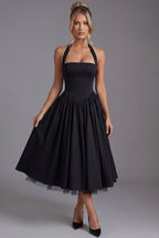 A-Line Halter Midi Dress - Elegant Occasion Wear | Meave & Ivy