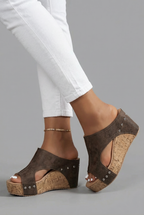 Retro Platform Wedge Sandals - Slip-On Open Toe Elegant Shoes | Meave & Ivy