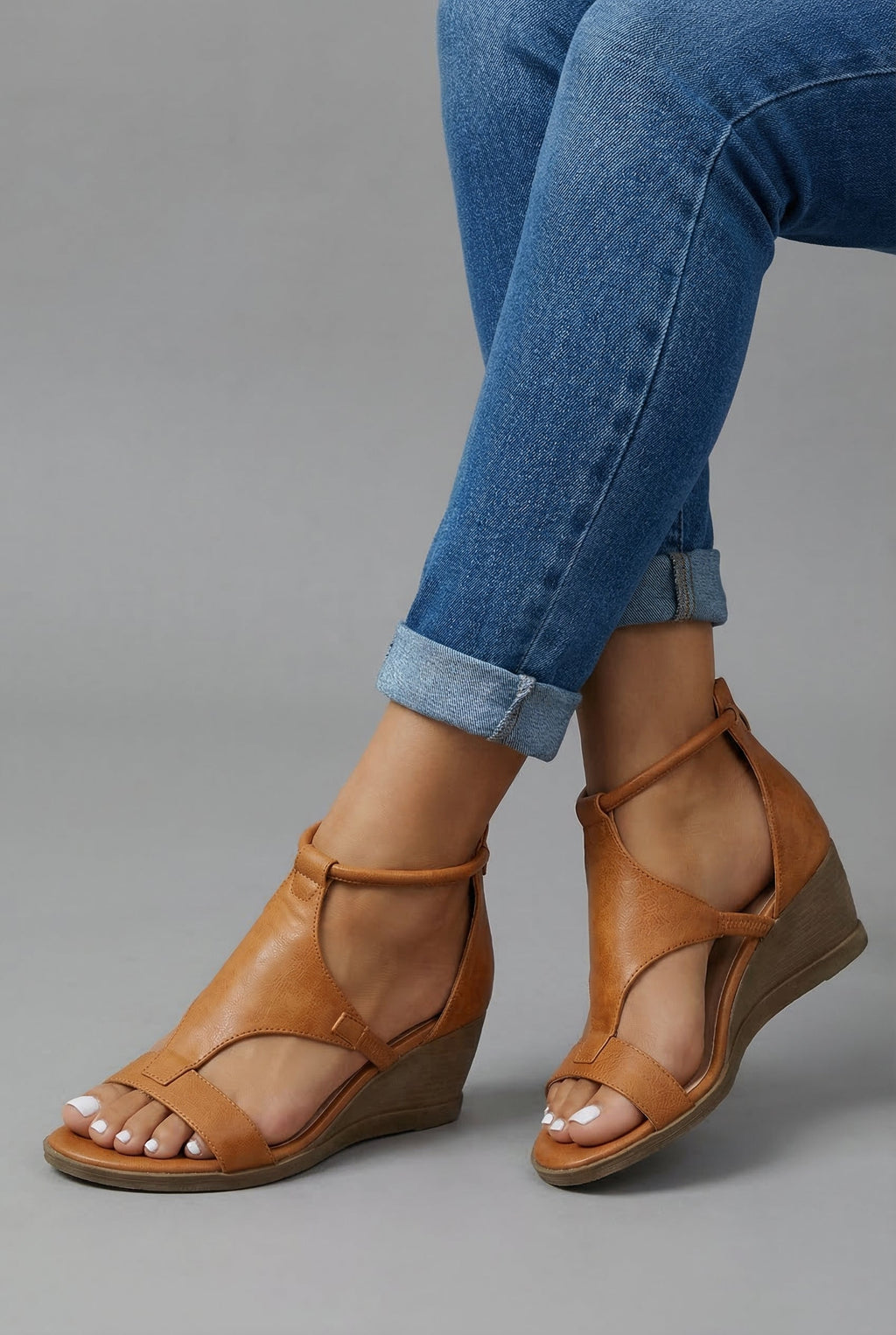 Orthopedic Leather Style Sandals - Womens Comfortable Summer Footwear | Meave & Ivy
