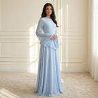 Ruffle Maxi Dress with Flare Sleeves – Women's Elegant Occasion Dress