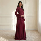 Ruffle Maxi Dress with Flare Sleeves – Women's Elegant Occasion Dress