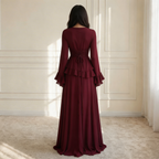 Ruffle Maxi Dress with Flare Sleeves – Women's Elegant Occasion Dress