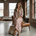Striped Maxi Dress with Relaxed Fit – Vertical Stripe Summer Dress