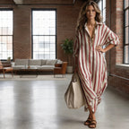 Striped Maxi Dress with Relaxed Fit – Vertical Stripe Summer Dress